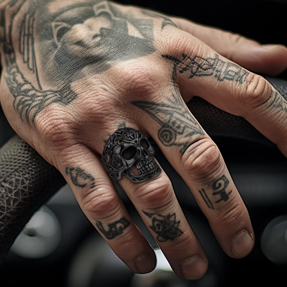 Gothic Skull Hollow Sugar Stainless Steel Ring for Men sold by FaithHeart product image thumbnail 2
