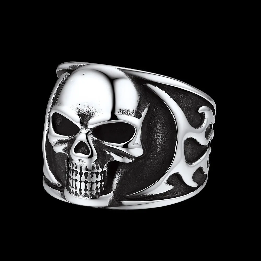 Gothic Frame Skull Ring Stainless Steel Ring for Men sold by FaithHeart