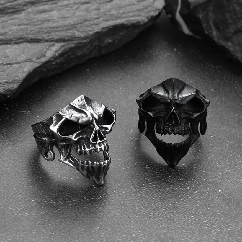 Gothic Skull Biker Rings for Men in Stainless Steel sold by FaithHeart product image thumbnail 3