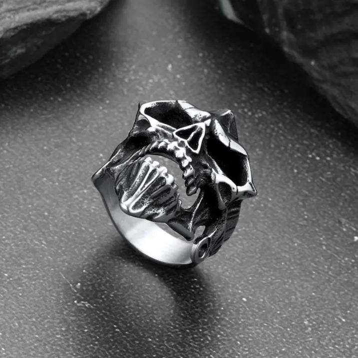 Gothic Skull Biker Rings for Men in Stainless Steel sold by FaithHeart product image thumbnail 5