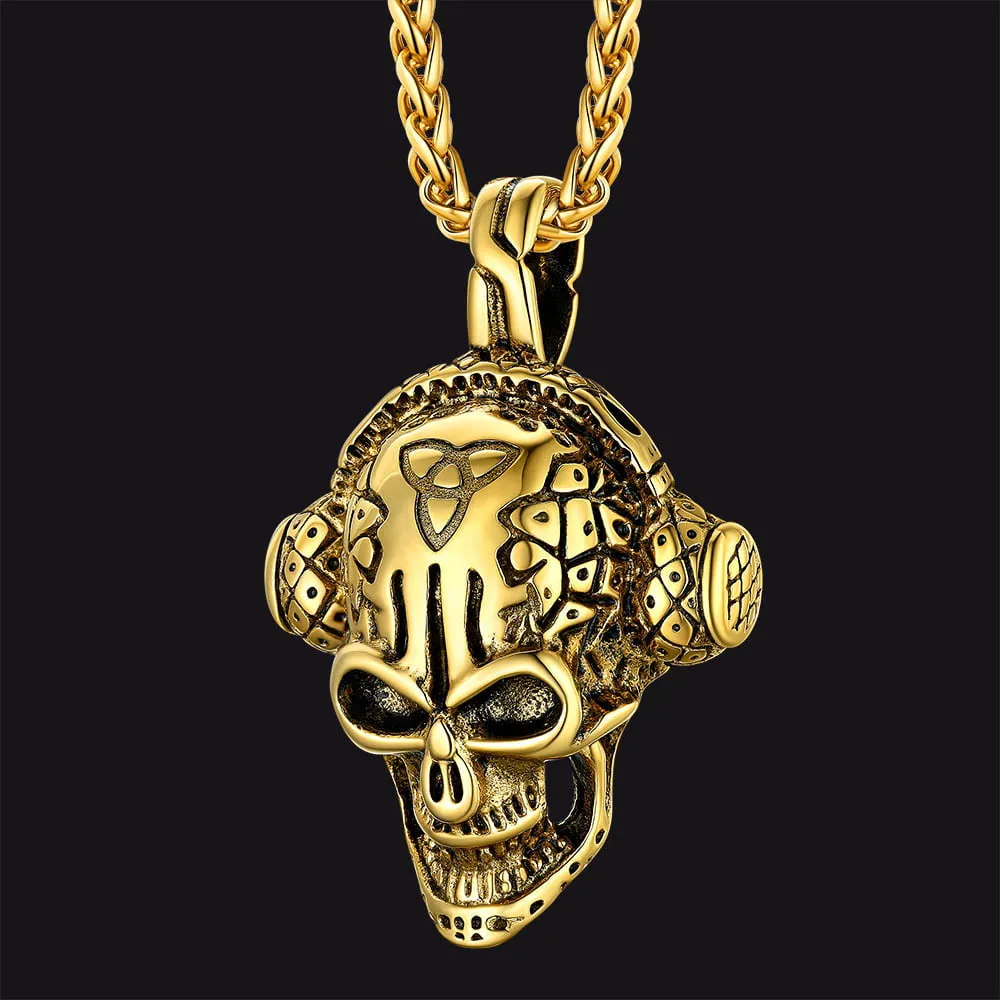 Gothic Earphone Skull Necklace Pendant for Men sold by FaithHeart product image thumbnail 4