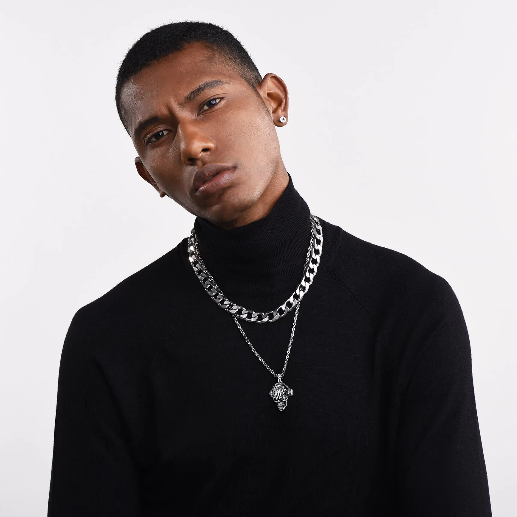 Gothic Earphone Skull Necklace Pendant for Men sold by FaithHeart product image thumbnail 2