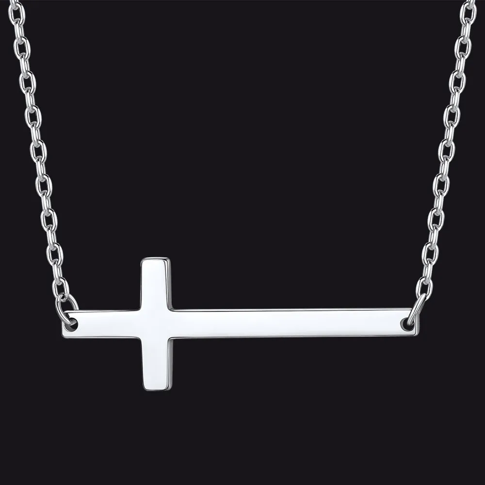 Sterling Silver Sideways Cross Necklace For Men/Women sold by FaithHeart
