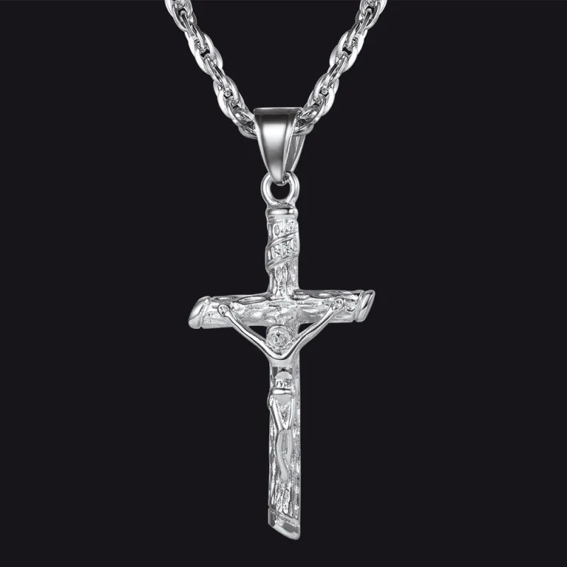 Jesus Cross Crucifix Necklace For Men sold by FaithHeart
