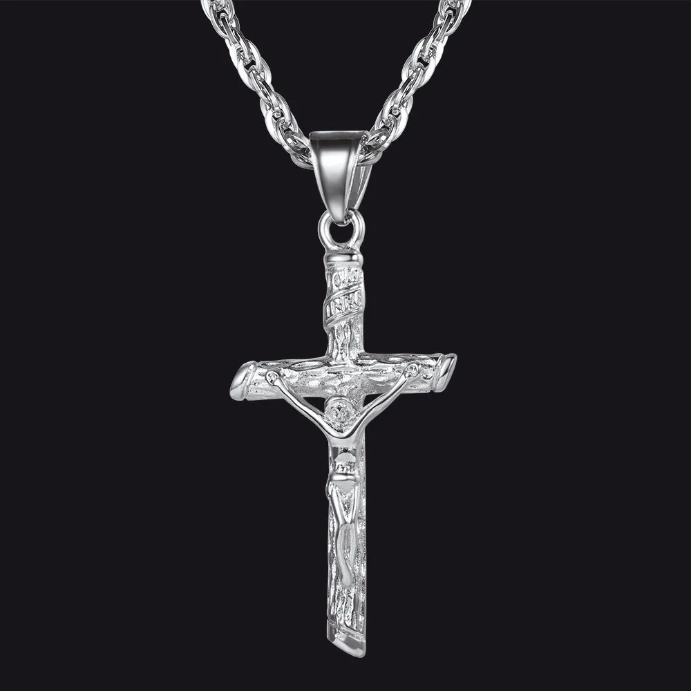 Jesus Cross Crucifix Necklace For Men sold by FaithHeart