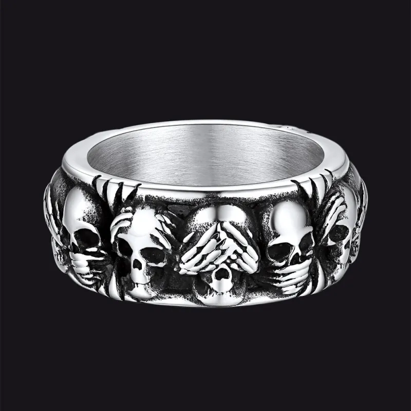 See No Evil, Hear No Evil, Speak No Evil Skulls Ring for Men sold by FaithHeart