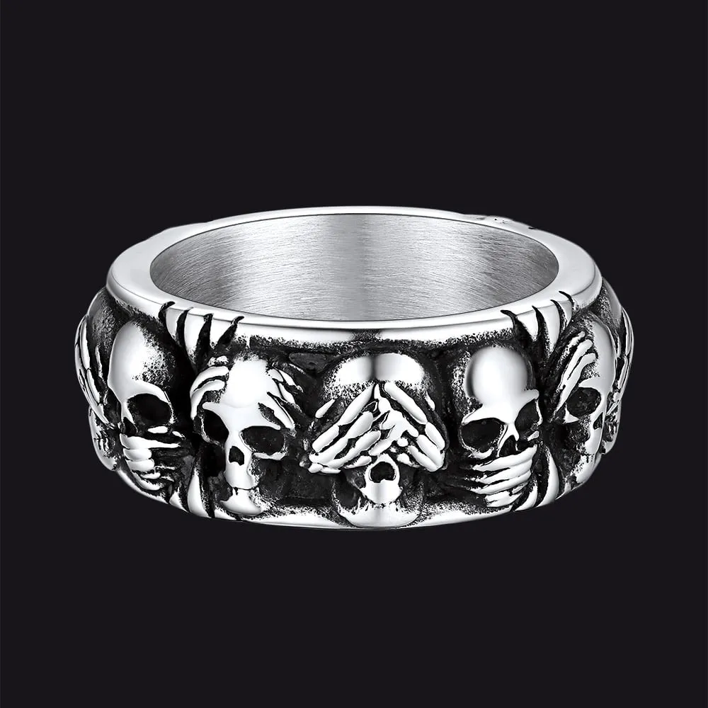 See No Evil, Hear No Evil, Speak No Evil Skulls Ring for Men sold by FaithHeart