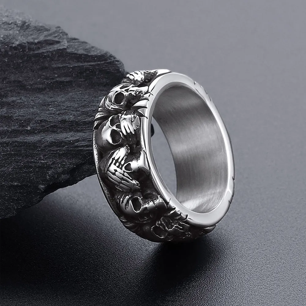 See No Evil, Hear No Evil, Speak No Evil Skulls Ring for Men sold by FaithHeart product image thumbnail 5
