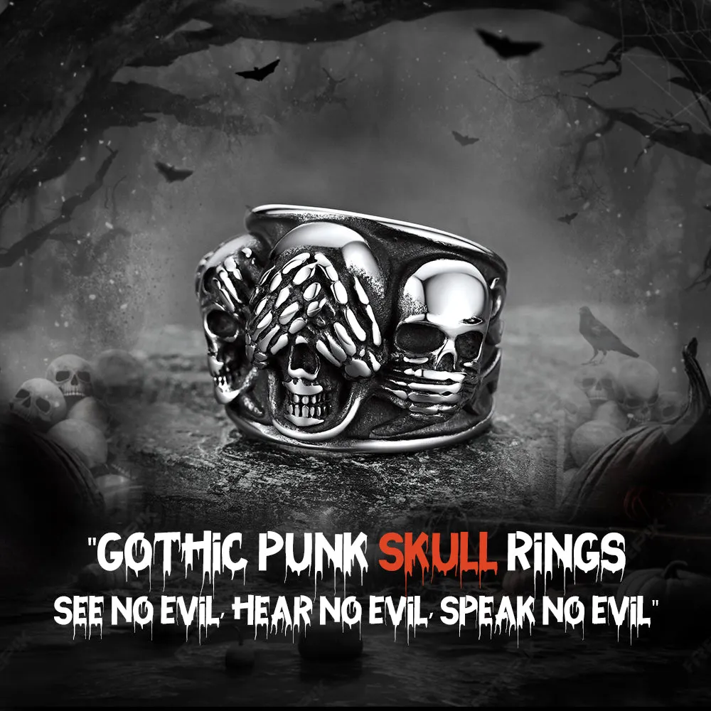Gothic Punk Biker Skull Ring See No Evil Stainless Steel sold by FaithHeart product image thumbnail 4