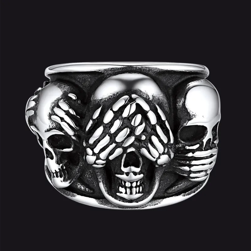 Gothic Punk Biker Skull Band Ring for Men sold by FaithHeart