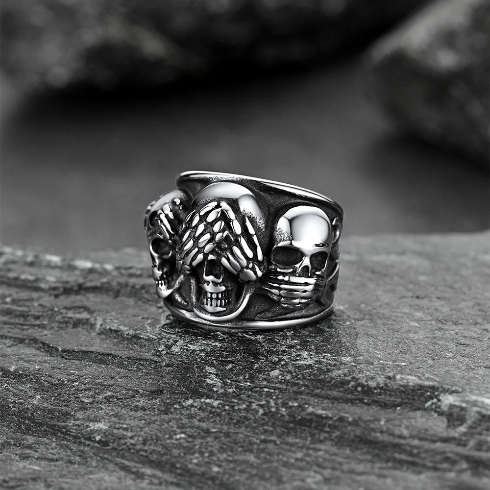 Gothic Punk Biker Skull Ring See No Evil Stainless Steel sold by FaithHeart product image thumbnail 5