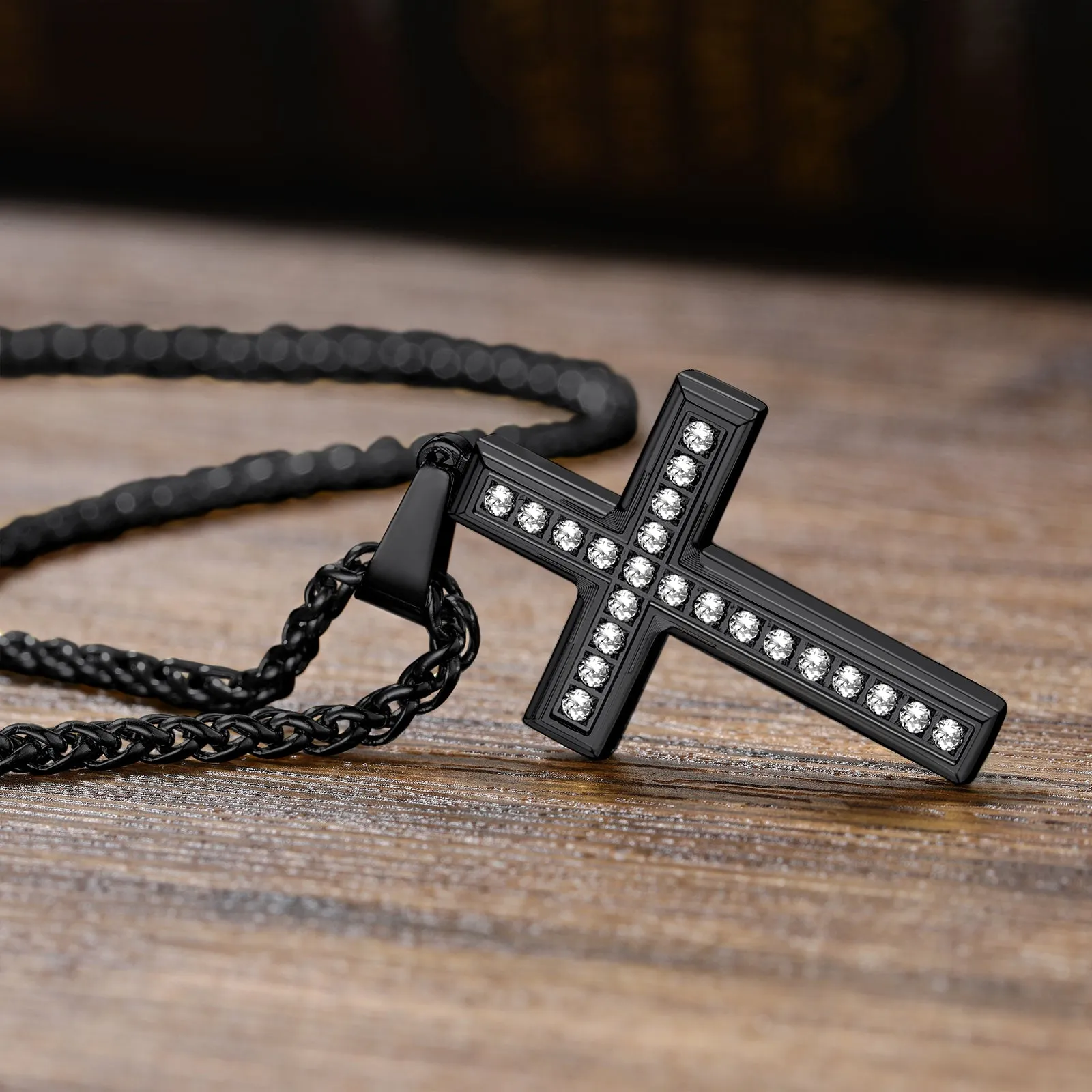 Diamond Cross Pendant Necklace for Men sold by FaithHeart product image thumbnail 5