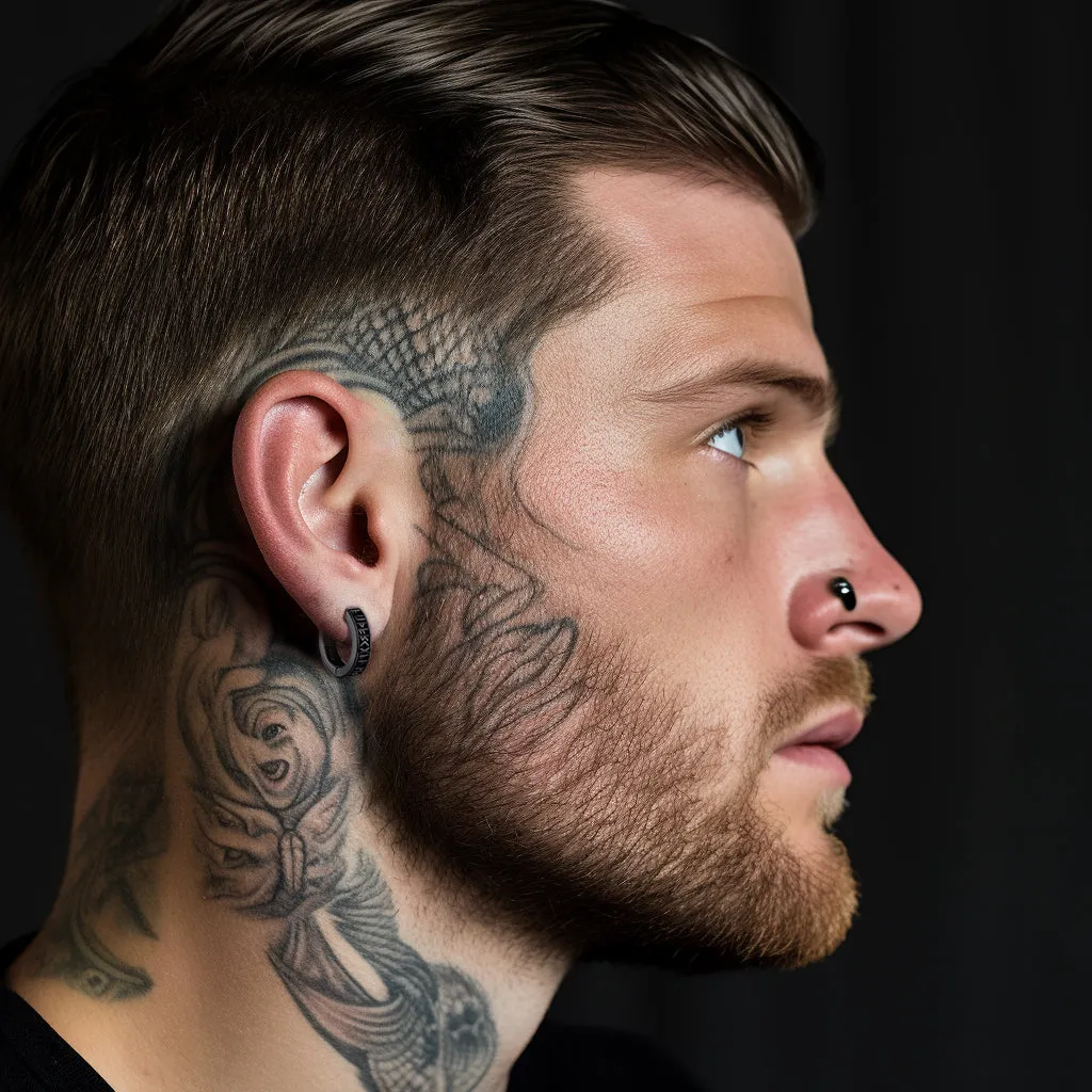 Norse Viking Runes Huggie Hoop Earrings in Sterling Silver sold by FaithHeart product image thumbnail 2