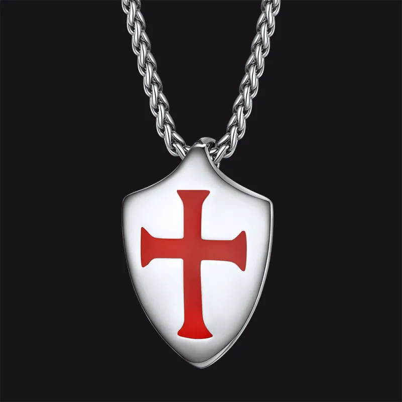 Christian Cross Shield Pendant Necklace for Men sold by FaithHeart