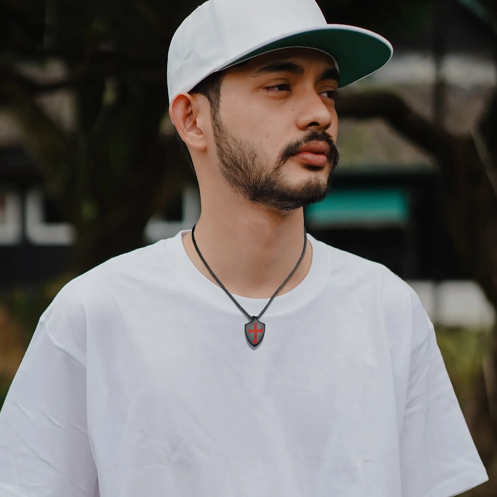 Christian Cross Shield Pendant Necklace for Men sold by FaithHeart product image thumbnail 2