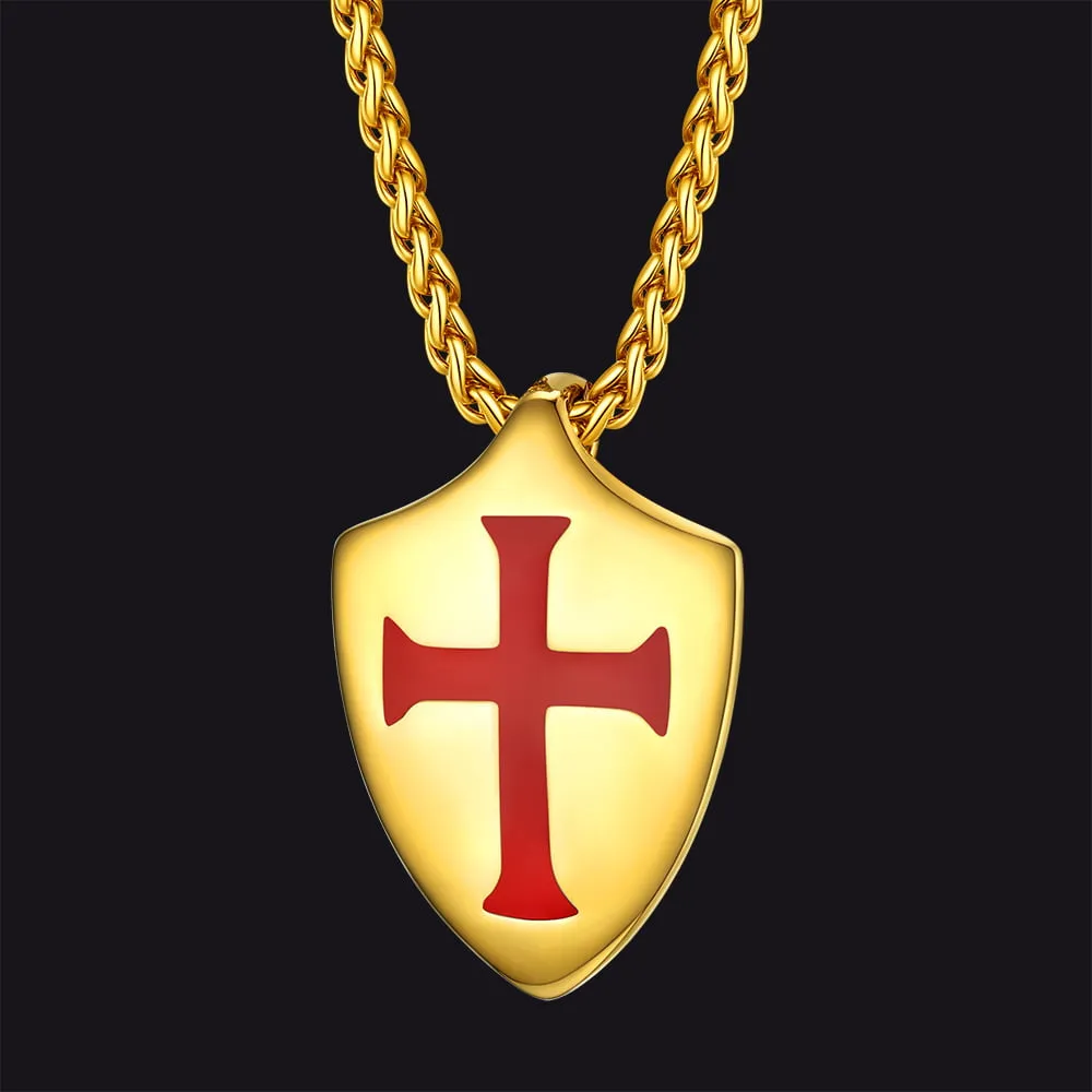 Christian Cross Shield Pendant Necklace for Men sold by FaithHeart product image thumbnail 4