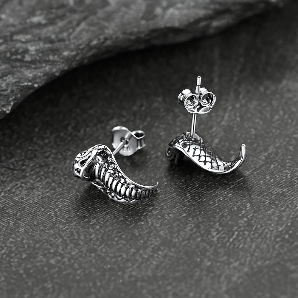 Flash Sale Gothic Cobra Sanke Stud Earrings Sterling Silver sold by FaithHeart product image thumbnail 3