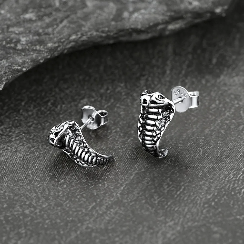 Flash Sale Gothic Cobra Sanke Stud Earrings Sterling Silver sold by FaithHeart product image thumbnail 4