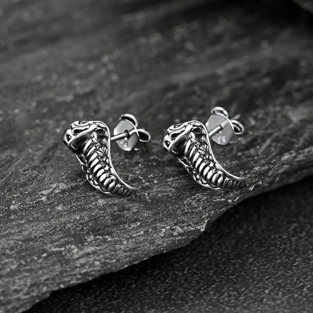 Flash Sale Gothic Cobra Sanke Stud Earrings Sterling Silver sold by FaithHeart product image thumbnail 2