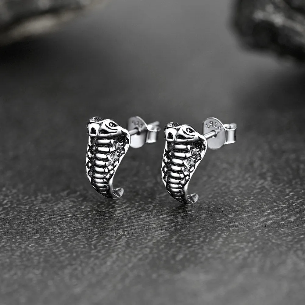 Flash Sale Gothic Cobra Sanke Stud Earrings Sterling Silver sold by FaithHeart product image thumbnail 5