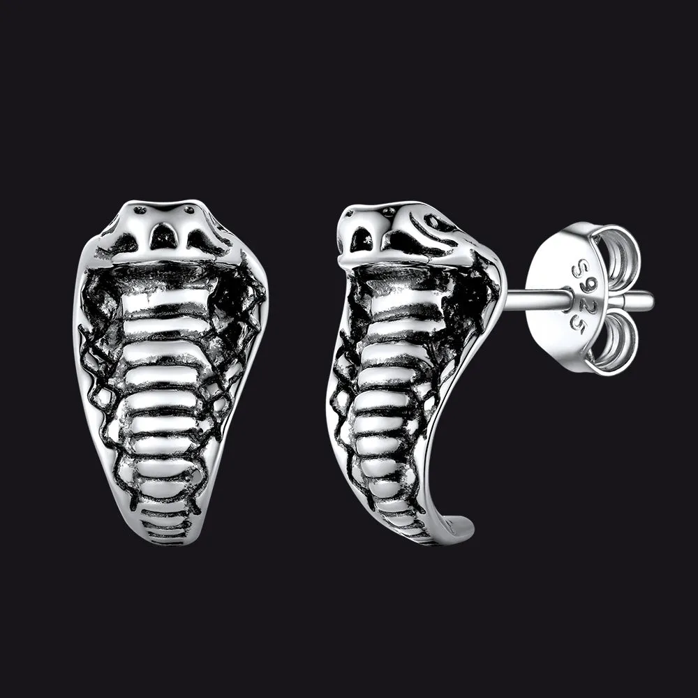 Flash Sale Gothic Cobra Sanke Stud Earrings Sterling Silver sold by FaithHeart