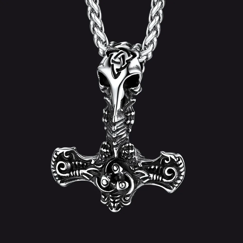 Viking Raven Thor's Hammer Mjolnir Necklace Pendant for Men sold by FaithHeart