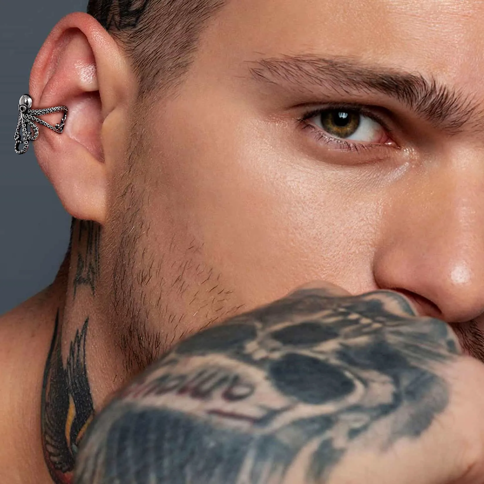 Sterling Silver Octopus Ear Cuff Earring for Men 1PC sold by FaithHeart product image thumbnail 2