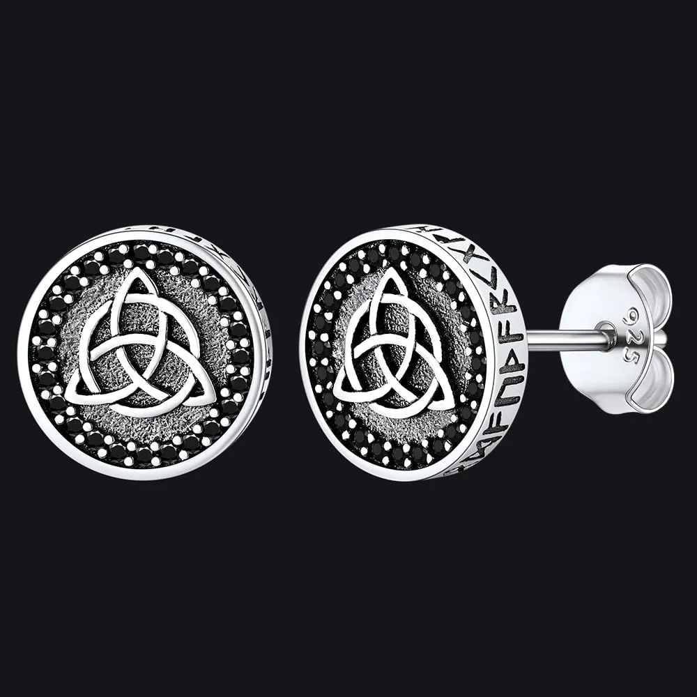 Sterling Silver Celtic Triquetra Stud Earrings With Runes sold by FaithHeart