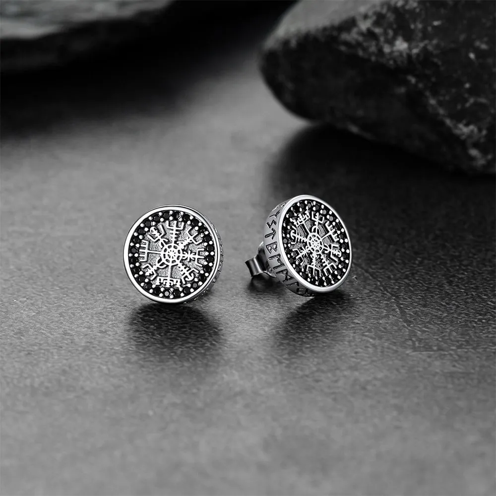 Sterling Silver Viking Compass Stud Earrings With Runes sold by FaithHeart product image thumbnail 5