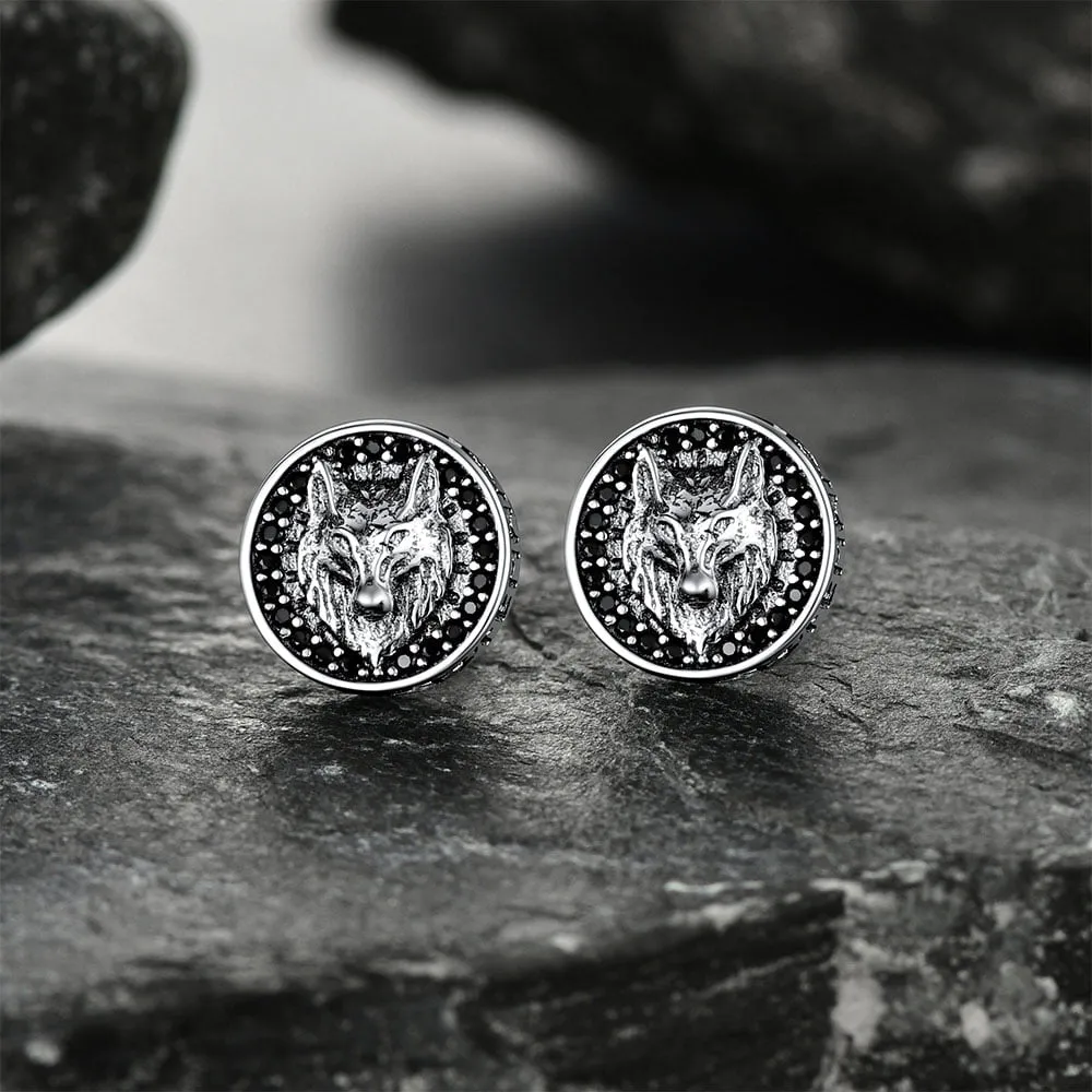 Sterling Silver Viking Wolf Head Stud Earrings For Men sold by FaithHeart product image thumbnail 3