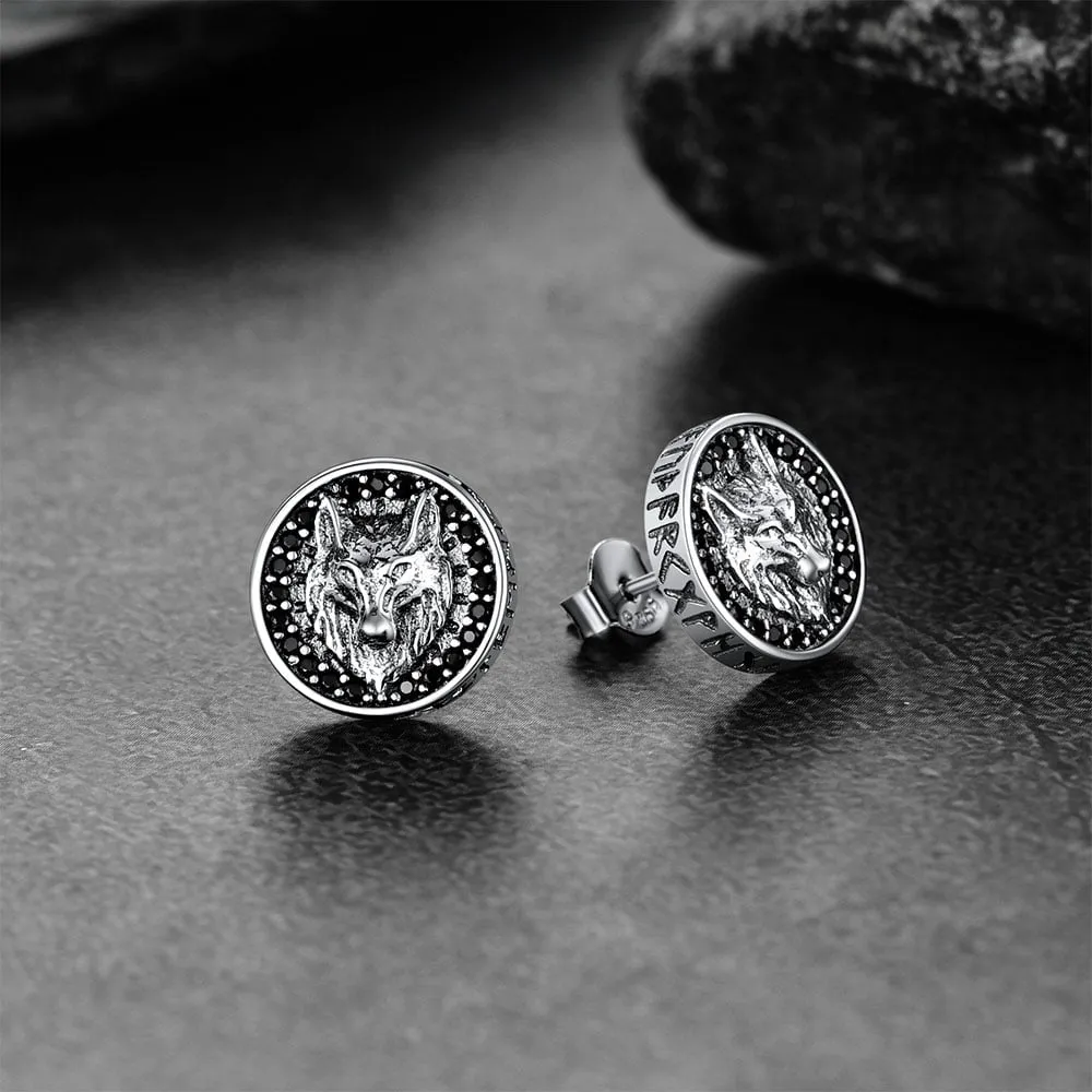 Sterling Silver Viking Wolf Head Stud Earrings For Men sold by FaithHeart product image thumbnail 5