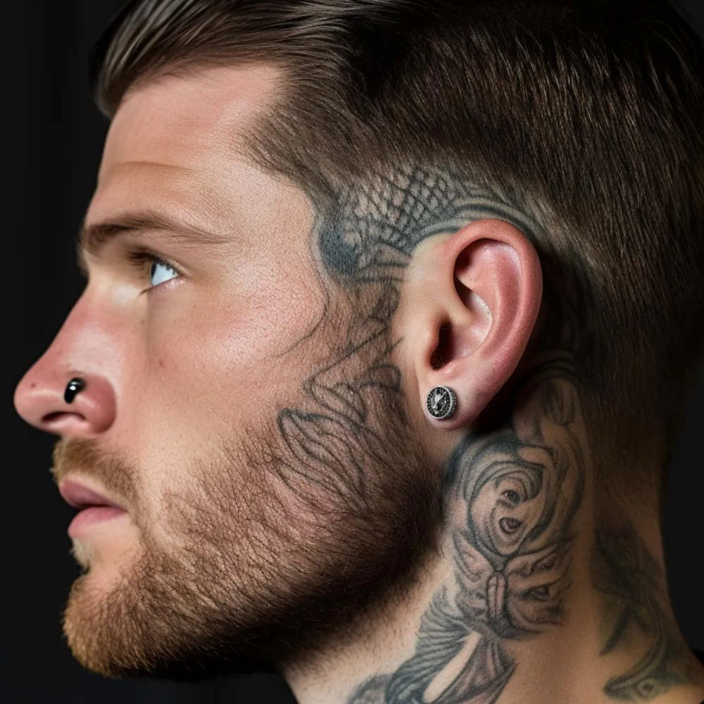 Sterling Silver Viking Wolf Head Stud Earrings For Men sold by FaithHeart product image thumbnail 2