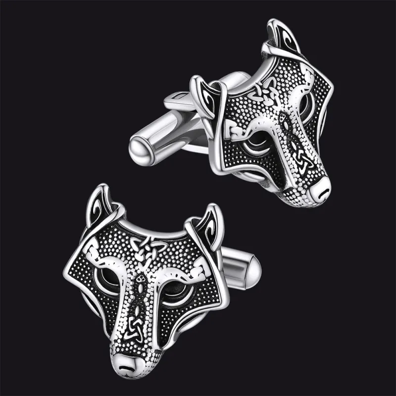 Norse Viking Celtic Wolf Cufflinks For Men sold by FaithHeart