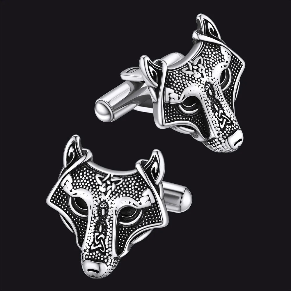 Norse Viking Celtic Wolf Cufflinks For Men sold by FaithHeart