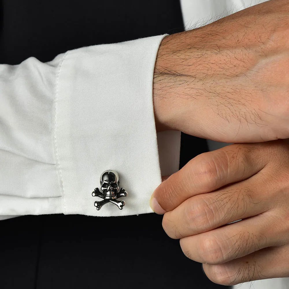 Skull Cufflinks With Pirate Crossbones For Men sold by FaithHeart product image thumbnail 2