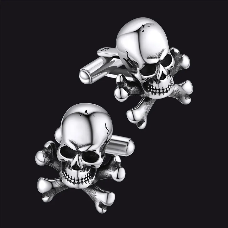 Skull Cufflinks With Pirate Crossbones For Men sold by FaithHeart