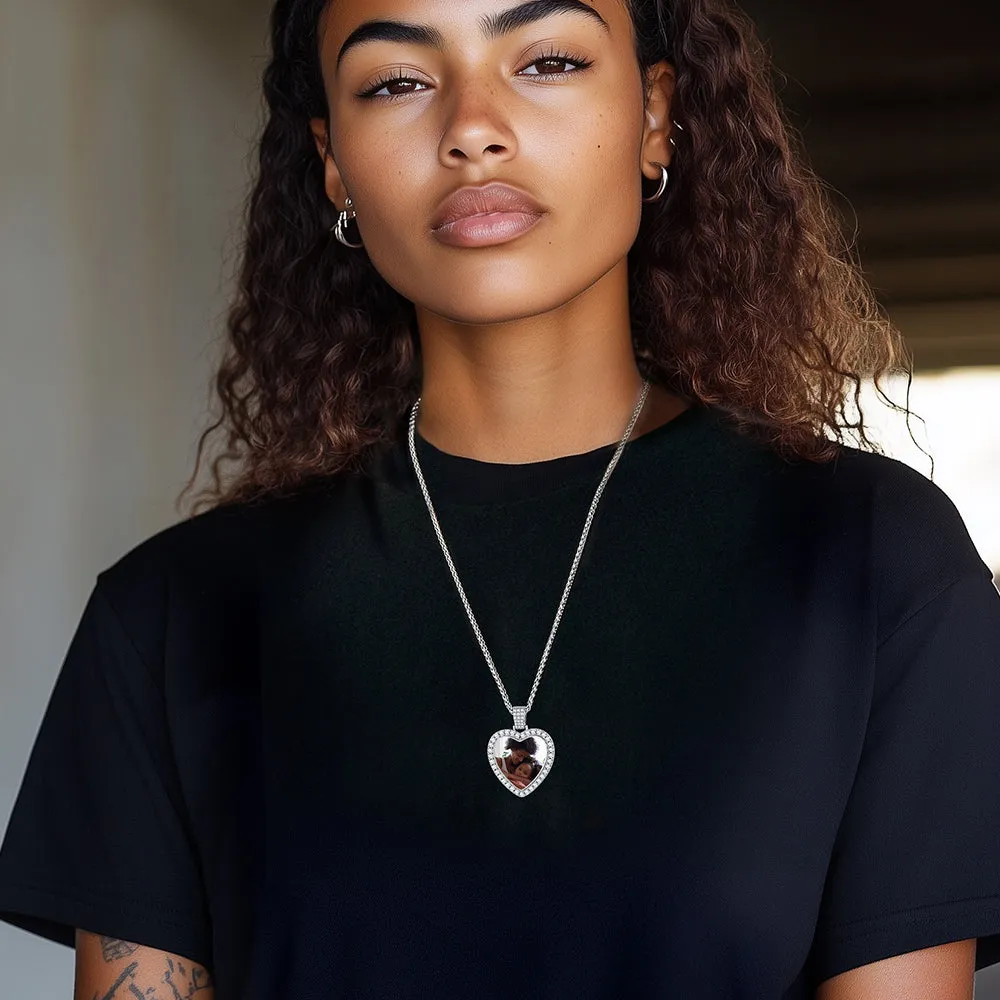 Sterling Silver Personalized Heart Picture Necklace Gift With Cubic Zirconia for Women sold by FaithHeart product image thumbnail 3