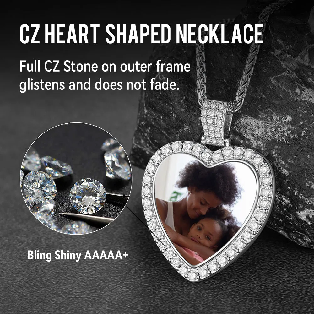 Sterling Silver Personalized Heart Picture Necklace Gift With Cubic Zirconia for Women sold by FaithHeart product image thumbnail 5