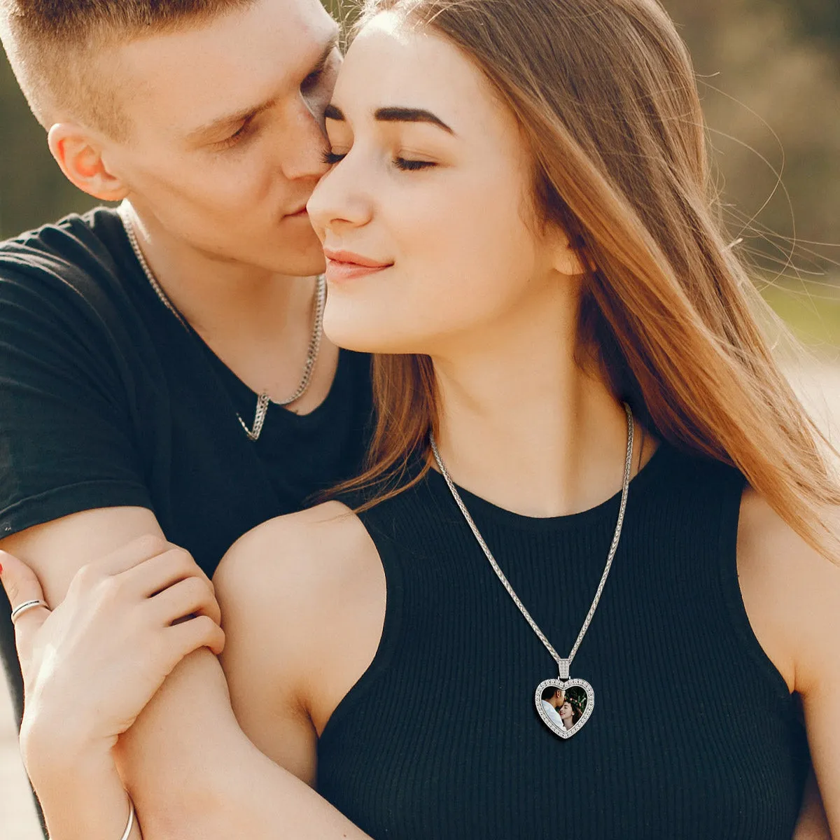 Sterling Silver Personalized Heart Picture Necklace Gift With Cubic Zirconia for Women sold by FaithHeart product image thumbnail 2