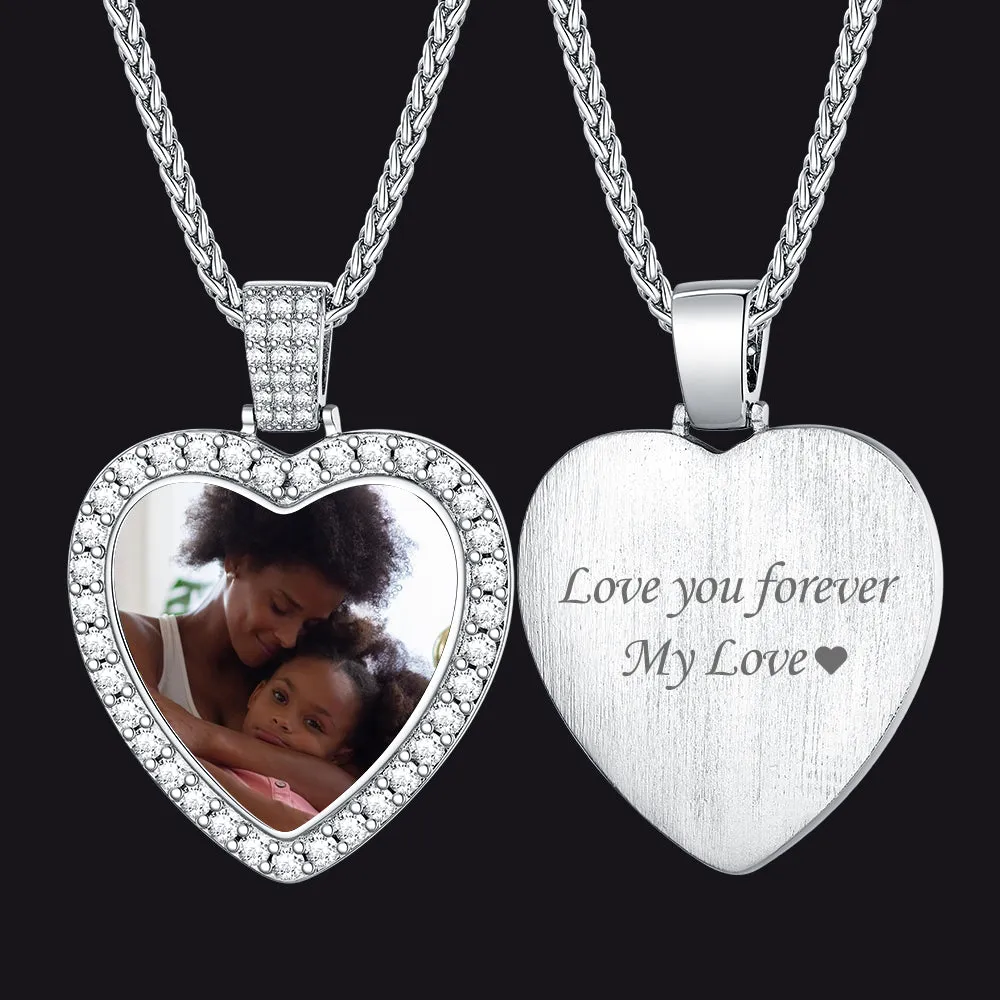 Sterling Silver Personalized Heart Picture Necklace Gift With Cubic Zirconia for Women sold by FaithHeart