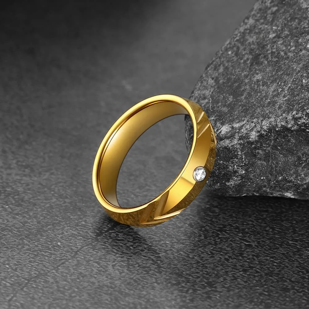 Gold Tungsten Carbide Wedding Band Ring with Diamond For Men 5MM sold by FaithHeart product image thumbnail 5