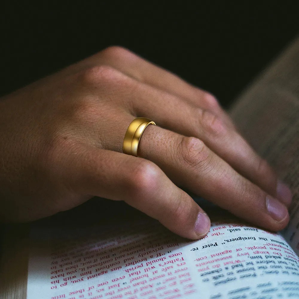 Polished Gold Tungsten Carbide Doom Band Ring For Men 4mm/6mm/8mm Width sold by FaithHeart product image thumbnail 2