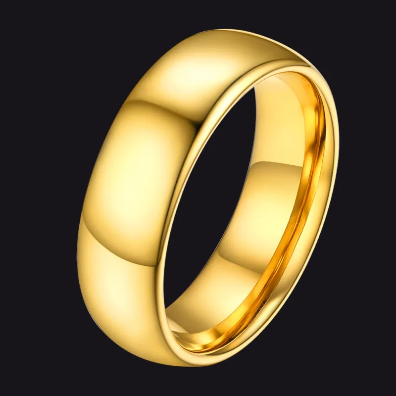 Polished Gold Tungsten Carbide Doom Band Ring For Men 4mm/6mm/8mm Width sold by FaithHeart
