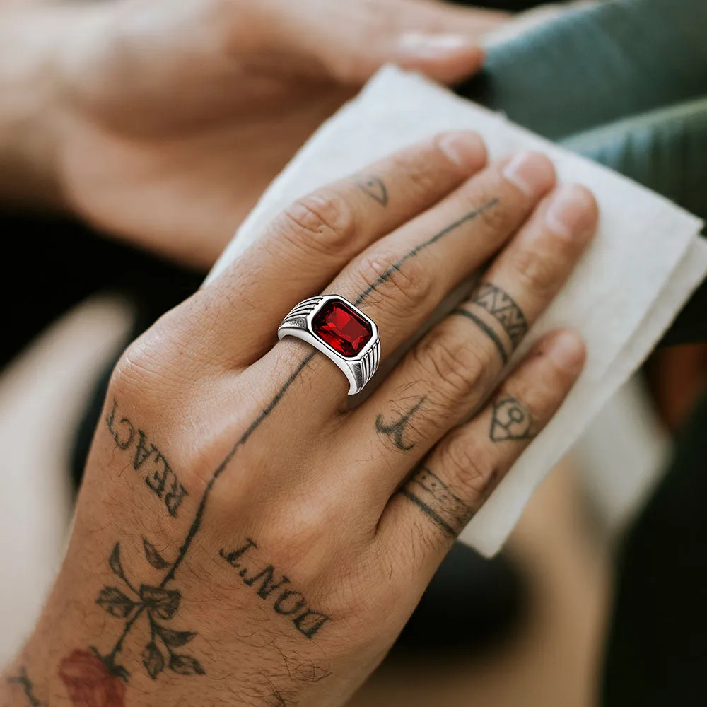 Stainless Steel Striped Stone Ring for Men, Size 7-14 sold by FaithHeart product image thumbnail 3