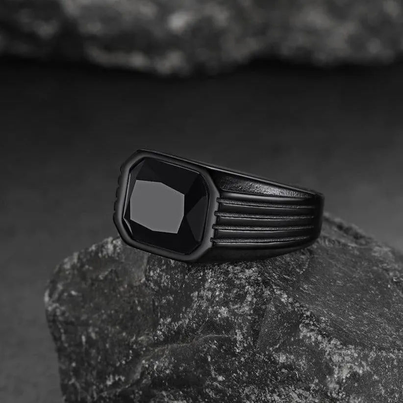 Stainless Steel Striped Stone Ring for Men, Size 7-14 sold by FaithHeart product image thumbnail 5