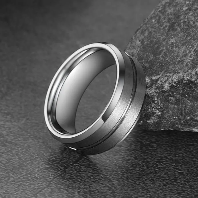 Tungsten Carbide Wedding Band Ring Grooved Matte Finish Ring For Men 8MM sold by FaithHeart product image thumbnail 4