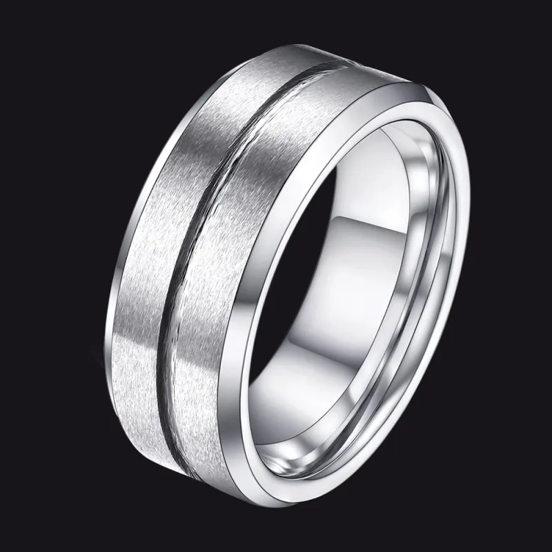 Tungsten Carbide Wedding Band Ring Grooved Matte Finish Ring For Men 8MM sold by FaithHeart