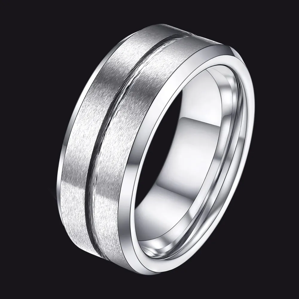 Tungsten Carbide Wedding Band Ring Grooved Matte Finish Ring For Men 8MM sold by FaithHeart