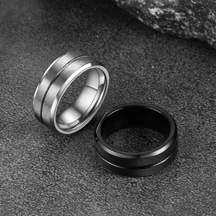 Tungsten Carbide Wedding Band Ring Grooved Matte Finish Ring For Men 8MM sold by FaithHeart product image thumbnail 2