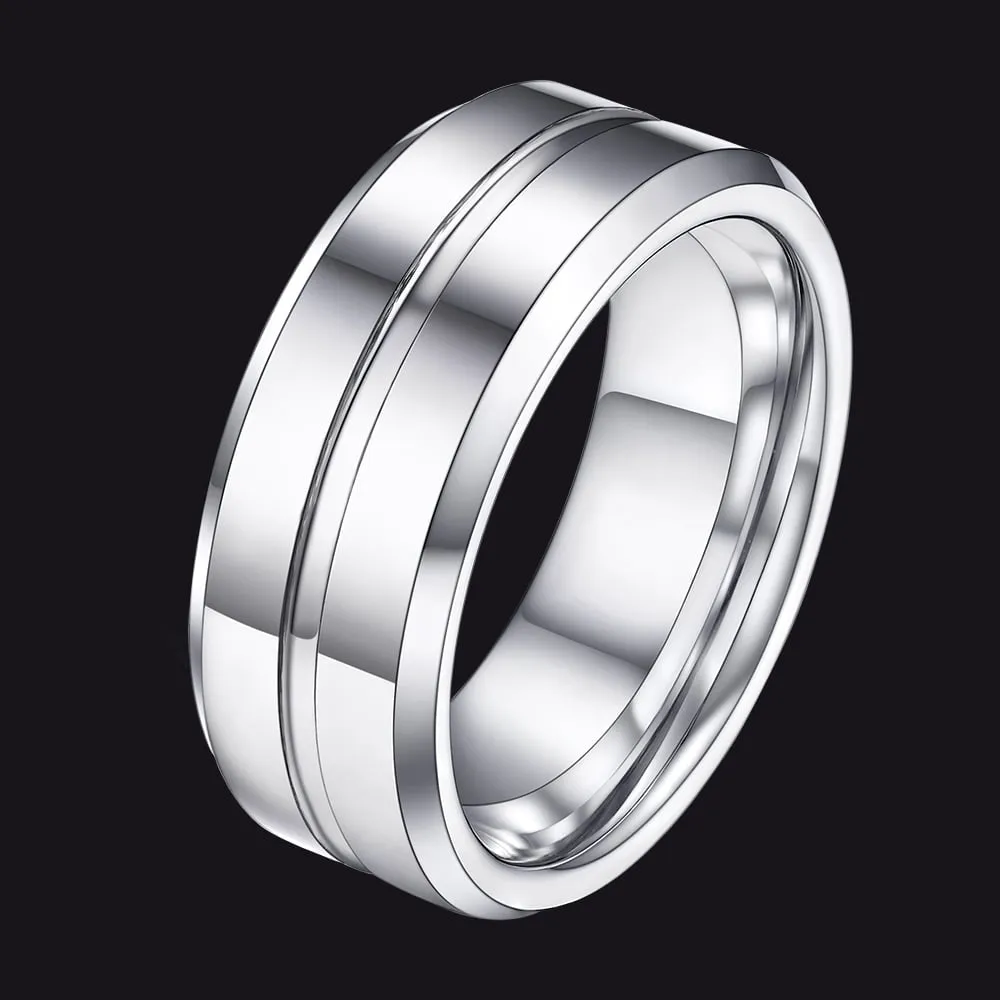 Grooved Tungsten Carbide Wedding Band Ring For Men 8MM sold by FaithHeart